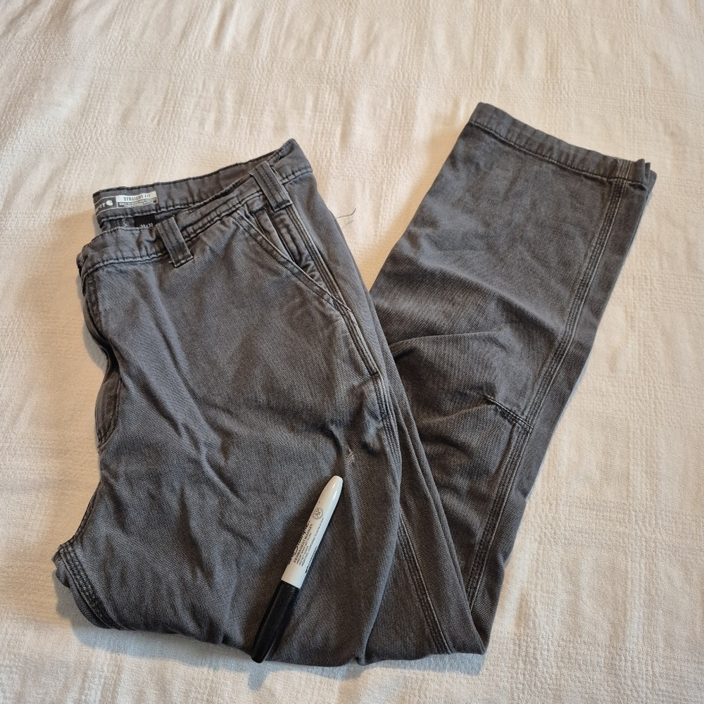 Carhartt men's size 38 x 30 gray Rugged Flex Straight Fit Canvas work pants